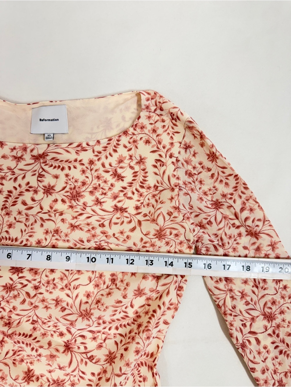Reformation Womens Floral Mini Dress Cream Mauve XS Fall Lightweight Casual Chic - Picture 7 of 11
